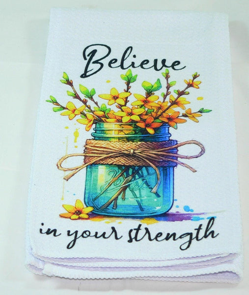 Handmade Kitchen Towel Mason Jar Floral Theme, Durable Absorbent Fabric, Housewarming Gift, Functional & Decorative