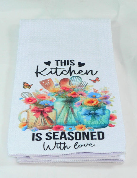 Handmade Kitchen Towel Kitchen Utensil Theme, Durable Absorbent Fabric, Housewarming Gift, Functional & Decorative Mason Jar Towel