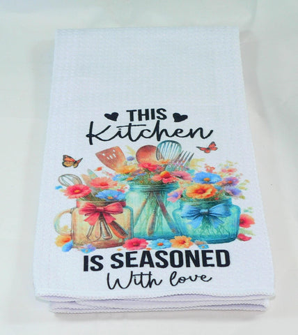 Handmade Kitchen Towel Kitchen Utensil Theme, Durable Absorbent Fabric, Housewarming Gift, Functional & Decorative Mason Jar Towel