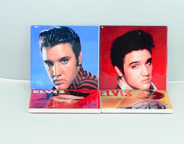 Elvis Presley Album Cover Ceramic Coaster Set: Retro Music Decor, Functional Home Accessories, Fan Gift