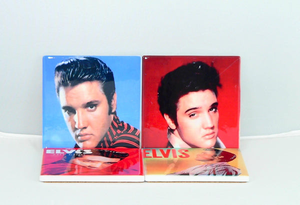 Elvis Presley Album Cover Ceramic Coaster Set: Retro Music Decor, Functional Home Accessories, Fan Gift