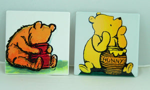 Retro Winnie the Pooh Ceramic Coasters: Nostalgic Disney Drink Protectors, Fan Collector Gift Set