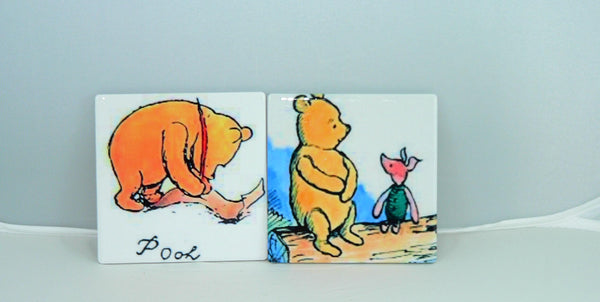 Retro Winnie the Pooh Ceramic Coasters: Nostalgic Disney Drink Protectors, Fan Collector Gift Set