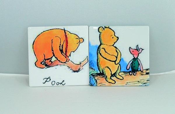 Retro Winnie the Pooh Ceramic Coasters: Nostalgic Disney Drink Protectors, Fan Collector Gift Set