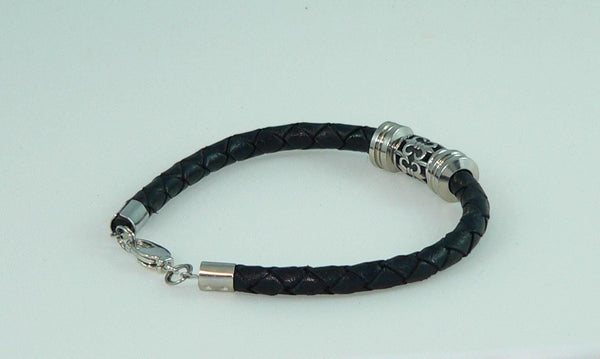Unisex Men's Braided Celtic Fleur de Lis Bracelet with Stainless Slide Beads, Handmade, Masculine Gift, Boho Jewelry