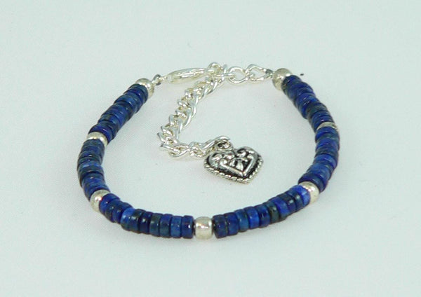 Bohemian Lapis Lazuli Wrap Bracelet with Heart Charm - Adjustable Southwestern Gemstone Festival Jewelry