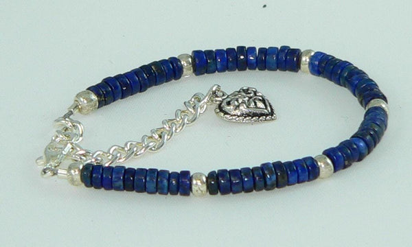Bohemian Lapis Lazuli Wrap Bracelet with Heart Charm - Adjustable Southwestern Gemstone Festival Jewelry