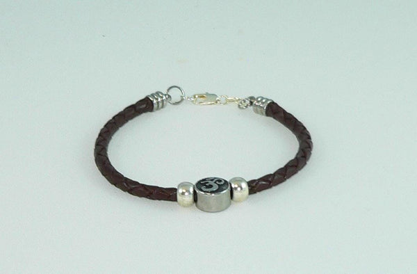 Unisex Braided stainless Steel Ohm Beaded Bracelet with Stainless Slide Beads, Handmade, Gift for her, Boho Jewelry