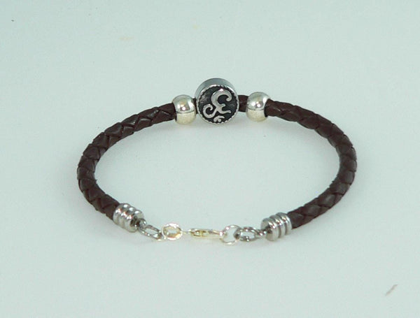 Unisex Braided stainless Steel Ohm Beaded Bracelet with Stainless Slide Beads, Handmade, Gift for her, Boho Jewelry
