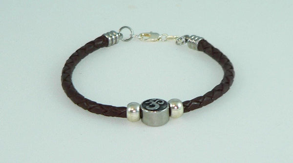 Unisex Braided stainless Steel Ohm Beaded Bracelet with Stainless Slide Beads, Handmade, Gift for her, Boho Jewelry