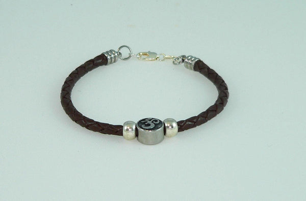 Unisex Braided stainless Steel Ohm Beaded Bracelet with Stainless Slide Beads, Handmade, Gift for her, Boho Jewelry