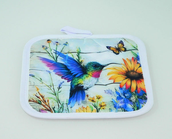 Handcrafted Hummingbird Quilted Potholder | Colorful Kitchen Decor & Heat-Resistant Accessory