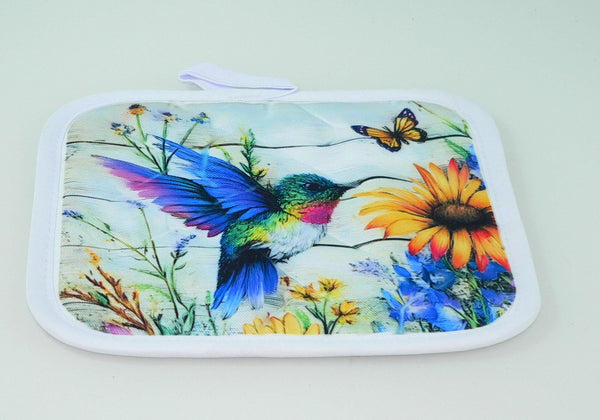Handcrafted Hummingbird Quilted Potholder | Colorful Kitchen Decor & Heat-Resistant Accessory