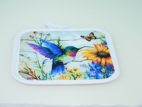 Handcrafted Hummingbird Quilted Potholder | Colorful Kitchen Decor & Heat-Resistant Accessory