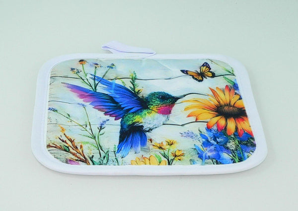 Handcrafted Hummingbird Quilted Potholder | Colorful Kitchen Decor & Heat-Resistant Accessory