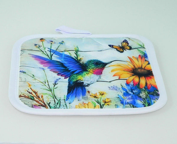 Handcrafted Hummingbird Quilted Potholder | Colorful Kitchen Decor & Heat-Resistant Accessory