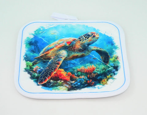 Sea Turtle Quilted Pot holder | Handmade Kitchen Decor, Sea Turtle Pot Holder
