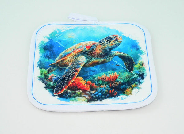 Sea Turtle Quilted Pot holder | Handmade Kitchen Decor, Sea Turtle Pot Holder