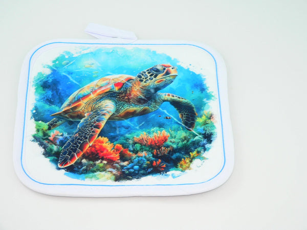Sea Turtle Quilted Pot holder | Handmade Kitchen Decor, Sea Turtle Pot Holder