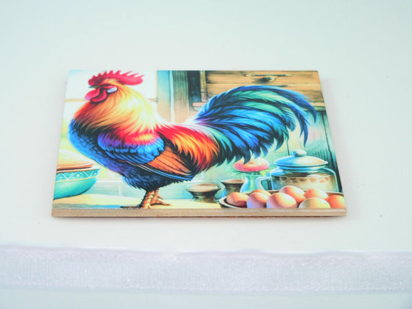 Handmade Rustic Country Rooster Trivet: Farmhouse Kitchen Hot Pad Table Decor for Pots & Pans