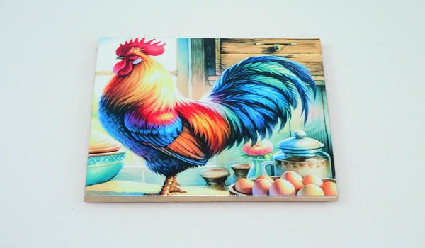 Handmade Rustic Country Rooster Quilted Pot Holder - Farmhouse Kitchen Decor Heat Protection