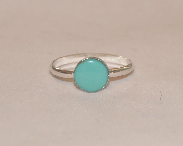 Genuine Kingman Turquoise Unisex Sterling Silver Boho Stacking Ring - Custom Sizes 6-10