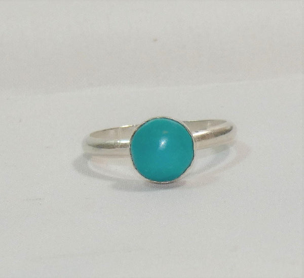 Genuine Kingman Turquoise Ring SZ 6-10 | Handcrafted 8mm Sterling Silver Boho Southwestern Style Jewelry