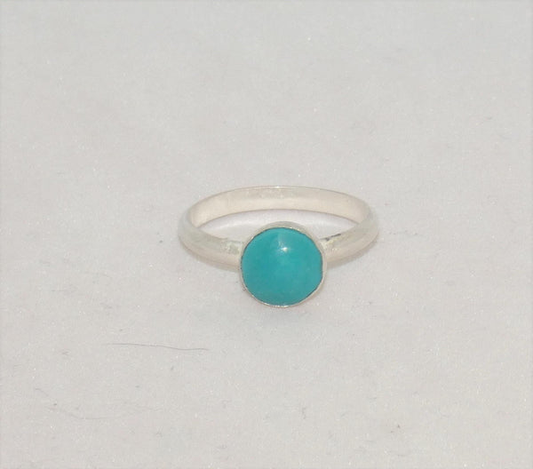 Genuine Kingman Turquoise Ring SZ 6-10 | Handcrafted 8mm Sterling Silver Boho Southwestern Style Jewelry