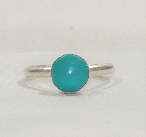 Genuine Kingman Turquoise Ring SZ 6-10 | Handcrafted 8mm Sterling Silver Boho Southwestern Style Jewelry