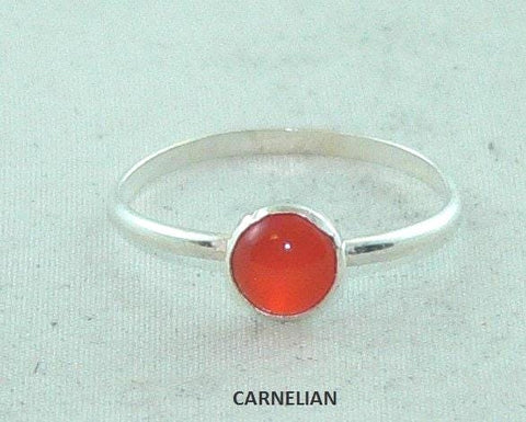Handcrafted 6mm Carnelian Stacking Ring in Sterling Silver - Sundance Style Gemstone Jewelry
