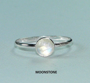 Handcrafted Sterling Silver Blue Flash Rainbow Moonstone Ring - Stackable Sundance Style Jewelry