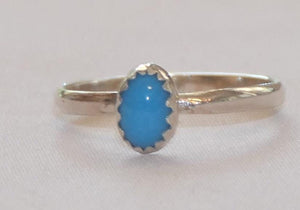 Handcrafted Oval Sleeping Beauty Turquoise Sterling Silver Ring - Southwestern Gemstone Jewelry