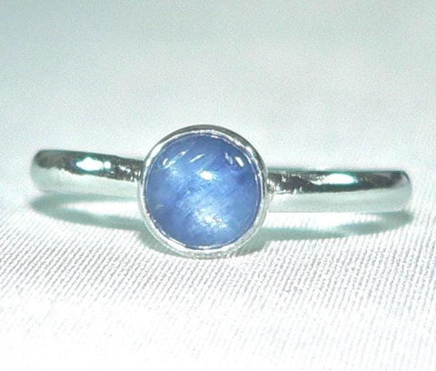 Handcrafted 6mm Kyanite Sterling Silver Stackable Ring - Boho Style Jewelry - Sizes 6-10
