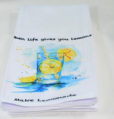 Handmade Kitchen Towel Lemon Theme, Durable Absorbent Fabric, Housewarming Gift, Functional & Decorative Lemonade Kitchen Decor