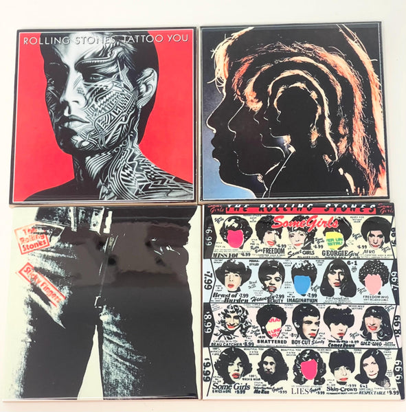 The Rolling Stones Album Ceramic Coaster Set: Retro Music Decor for Fans 4.25”