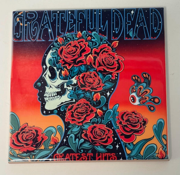 Grateful Dead Album Ceramic Coaster Set: Retro Music Decor for Fans 4.25”