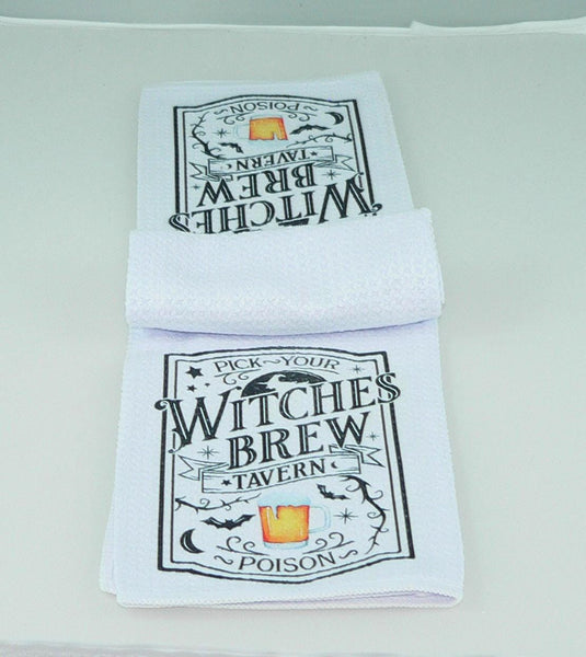 Witches Brew Halloween Kitchen Towel: Durable Goth Decor, Absorbent Fabric, Housewarming Gift