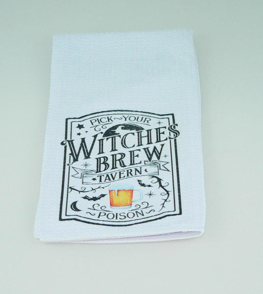 Witches Brew Halloween Kitchen Towel: Durable Goth Decor, Absorbent Fabric, Housewarming Gift