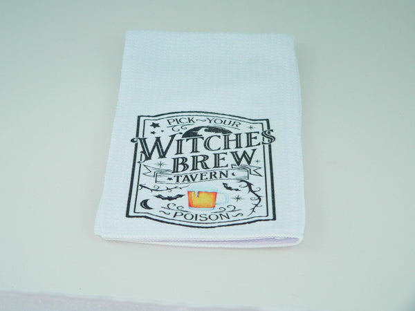 Witches Brew Halloween Kitchen Towel: Durable Goth Decor, Absorbent Fabric, Housewarming Gift