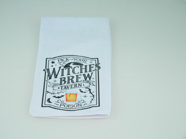 Witches Brew Halloween Kitchen Towel: Durable Goth Decor, Absorbent Fabric, Housewarming Gift