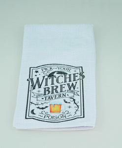 Witches Brew Halloween Kitchen Towel: Durable Goth Decor, Absorbent Fabric, Housewarming Gift