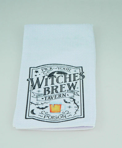 Witches Brew Halloween Kitchen Towel: Durable Goth Decor, Absorbent Fabric, Housewarming Gift