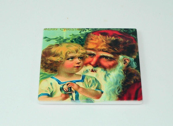Vintage Christmas Postcard Coasters: Retro Holiday Decor, Shatterproof Surface Protection, Farmhouse Gift