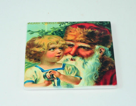 Vintage Christmas Postcard Coasters: Retro Holiday Decor, Shatterproof Surface Protection, Farmhouse Gift