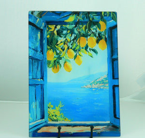 Lemons Mediterranean Tempered Glass Cutting Board | Lemons Cutting Board