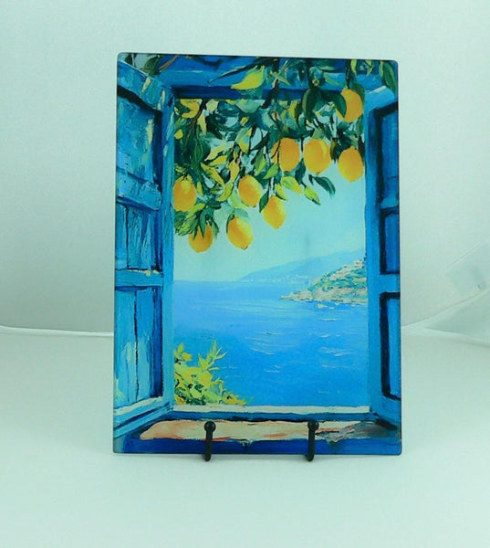 Lemons Mediterranean Tempered Glass Cutting Board | Lemons Cutting Board