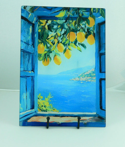Lemons Mediterranean Tempered Glass Cutting Board | Lemons Cutting Board