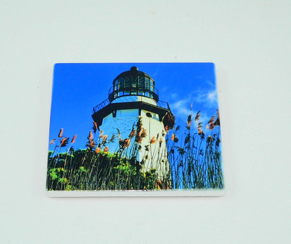 Lighthouse Ceramic Coaster Set: Beach Lighthouse Set of 4