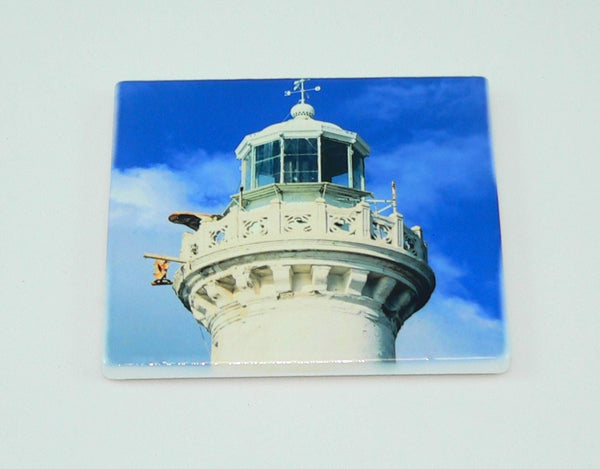 Lighthouse Ceramic Coaster Set: Beach Lighthouse Set of 4