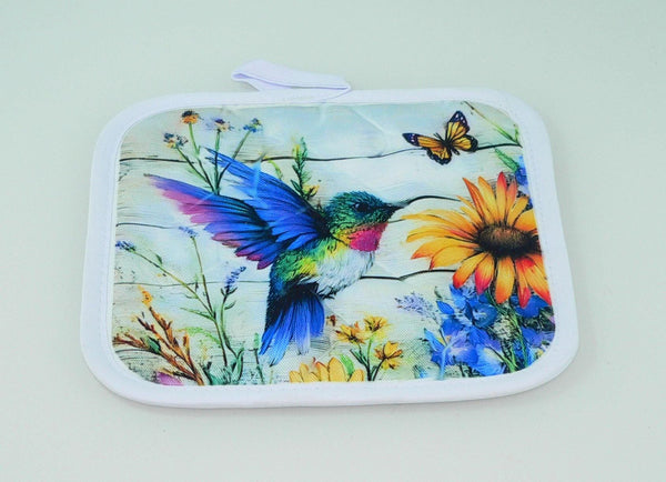 Handcrafted Hummingbird Quilted Potholder | Colorful Kitchen Decor & Heat-Resistant Accessory